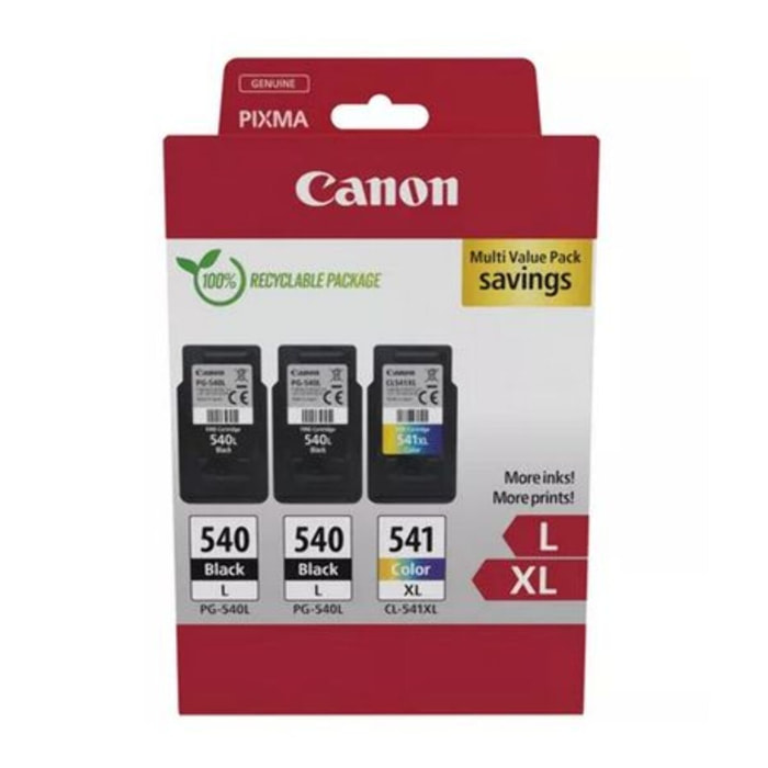 Cartouche d'encre CANON Pack de 3 Originales (2x PG-540L Noir + 1x CL-541 XL Couleur) - 5225B011
