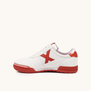 Zapatilla de Fútbol Sala Infantil Blanca y Roja MUNICH G-3 KID 455