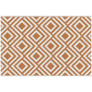 Alfombra Exterior Reversible 182x274cm para Terraza Balcón Patio Marrón y Blanco
