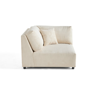 Garance - module d'assise d'angle réversible - en velours côtelé - Beige