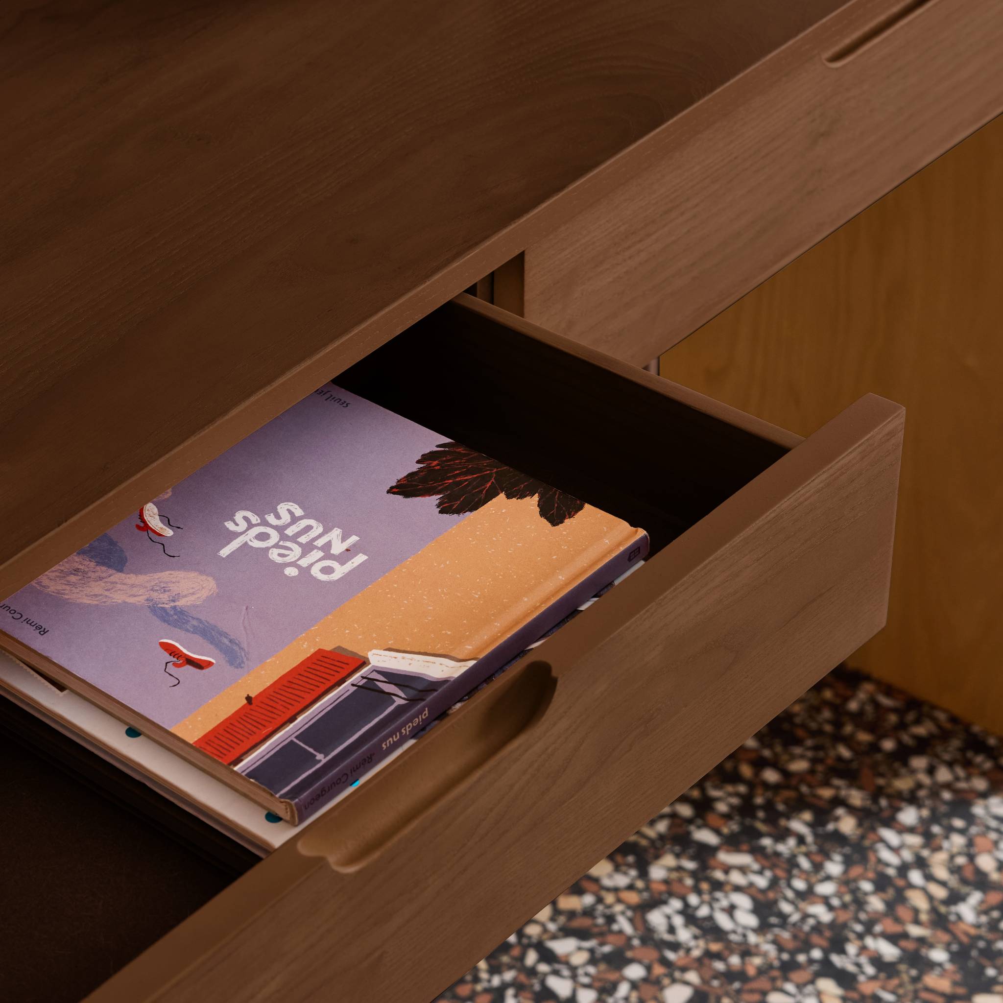 Console décor bois 2 tiroirs 120cm TANIA