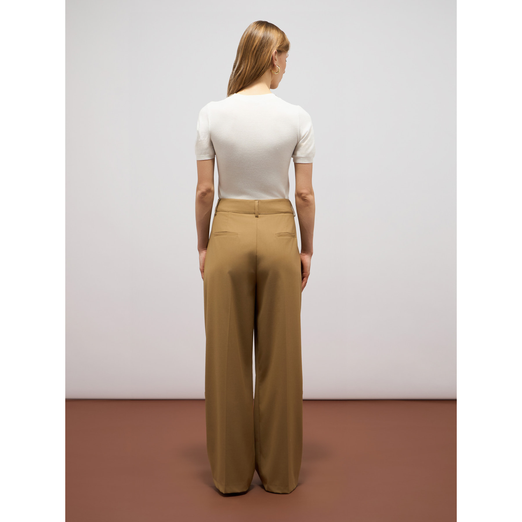 Oltre - Pantaloni palazzo in tessuto fluido - Beige