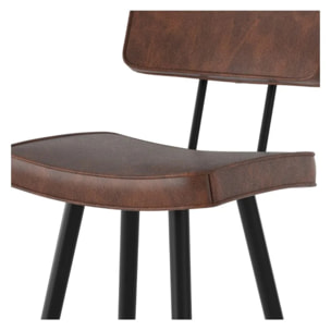 Lot de 2 chaises de bar marron en cuir synthétique 75.5 cm - Texas