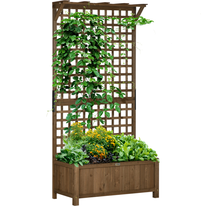 Jardinera con Enrejado de Madera Macetero de Jardín con Soporte para Trepadora Cultivo de Plantas Flores Jardinera con Celosía para Patio Terraza 90x45x183 cm Marrón