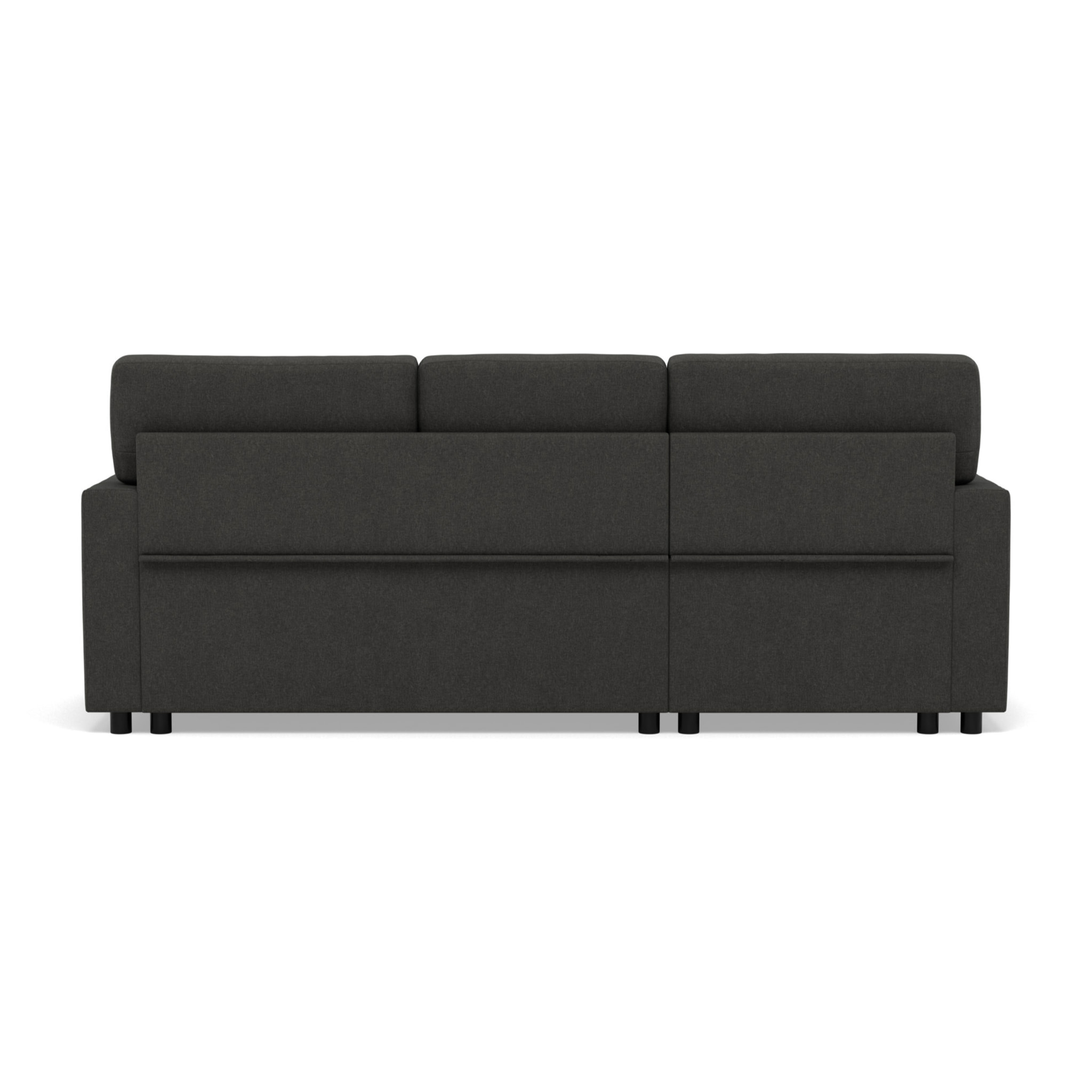 Meiya - canapé d'angle réversible 4 places convertible avec coffre en tissu - Gris foncé