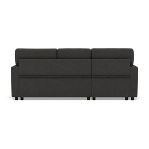 Meiya - canapé d'angle réversible 4 places convertible avec coffre en tissu - Gris foncé