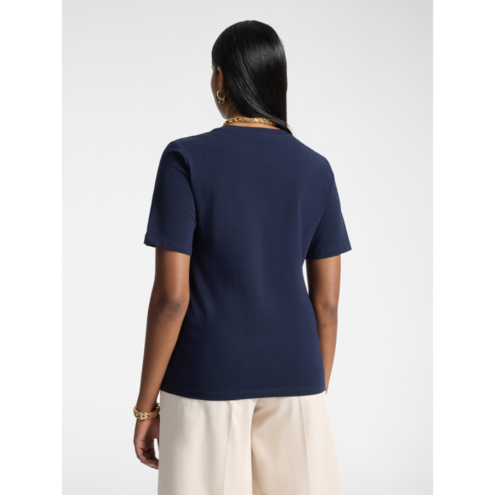 Elena Mirò - T-shirt con ricamo floreale - Blu