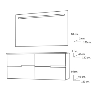 Ensemble de salle de bain MEMPHIS 4C Alday, 120cm, Bois Cendre