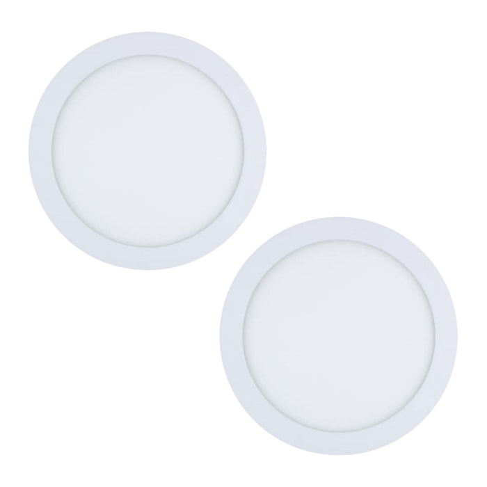 Easy Circular - 2 Downlights con LED integrado 6000K para iluminar hacia abajo ON/OFF ø30cm Color Blanco