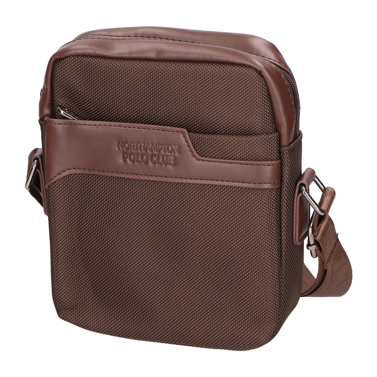 Borsa a tracolla uomo - Modello False - Pelle PU e Tessuto - 18.0 x 21.0 x 4.0 cm