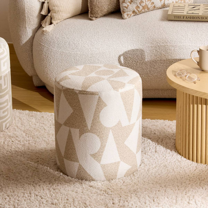 Pouf Rond Delor Beige 36x40 cm