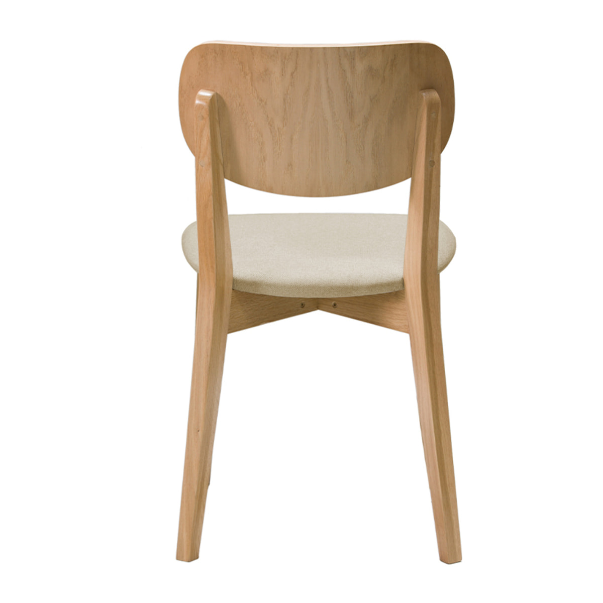 Chaises vintage en bois clair chêne et tissu beige (lot de 2) LUCIA