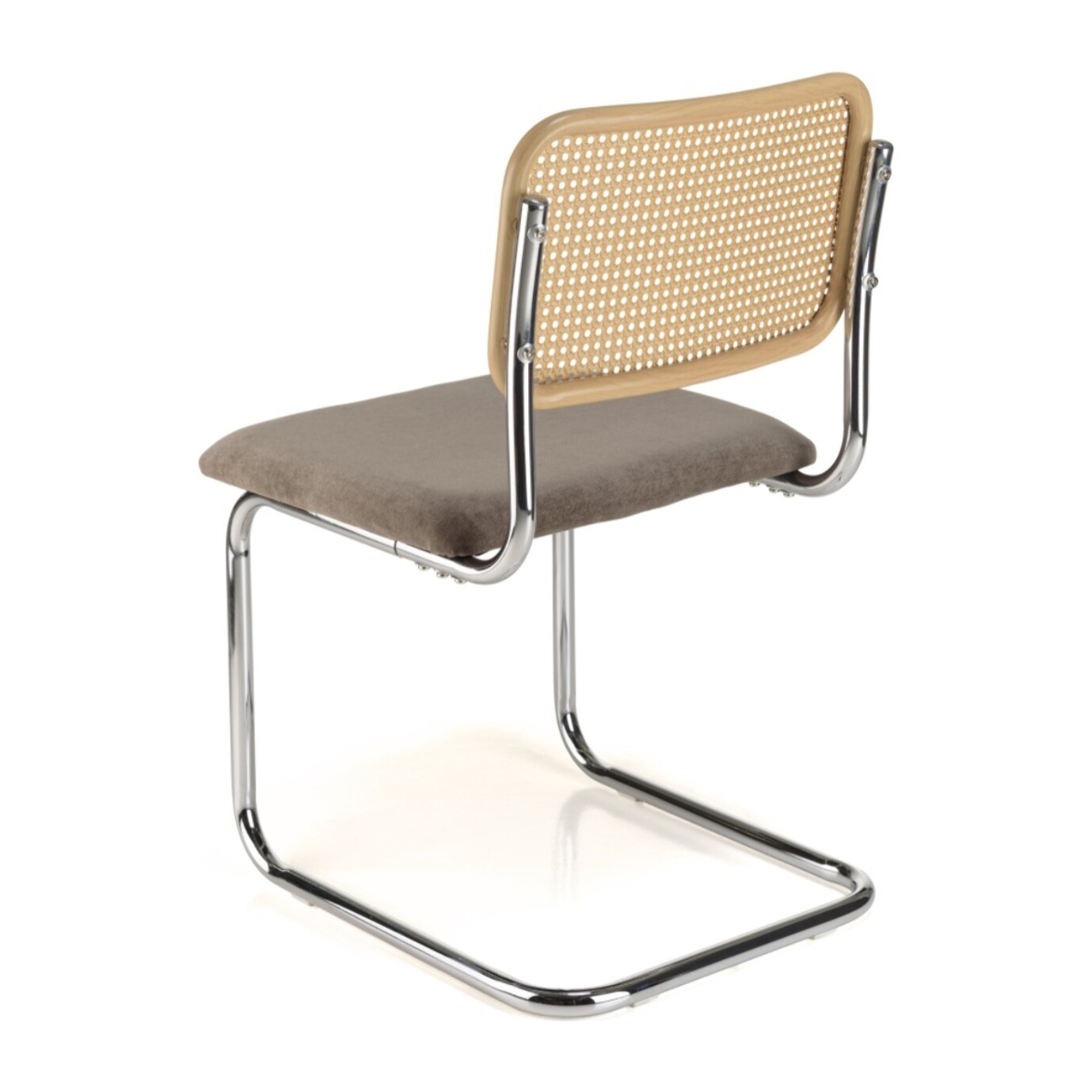 LEA - Lot de 2 chaises assise tissu taupe dossier effet cannage