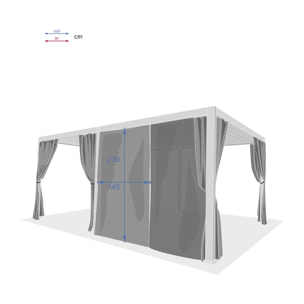 Kit de rideaux et de rails pour tonnelle Evora grand modèle (6 doubles rails, 6 rideaux et 6 moustiquaires)
