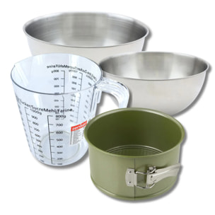 Set pâtisserie avec moule à panettone 18 cm revêtu cire de carnauba, 2 bols à mixer, verre mesureur et spatule Zenker