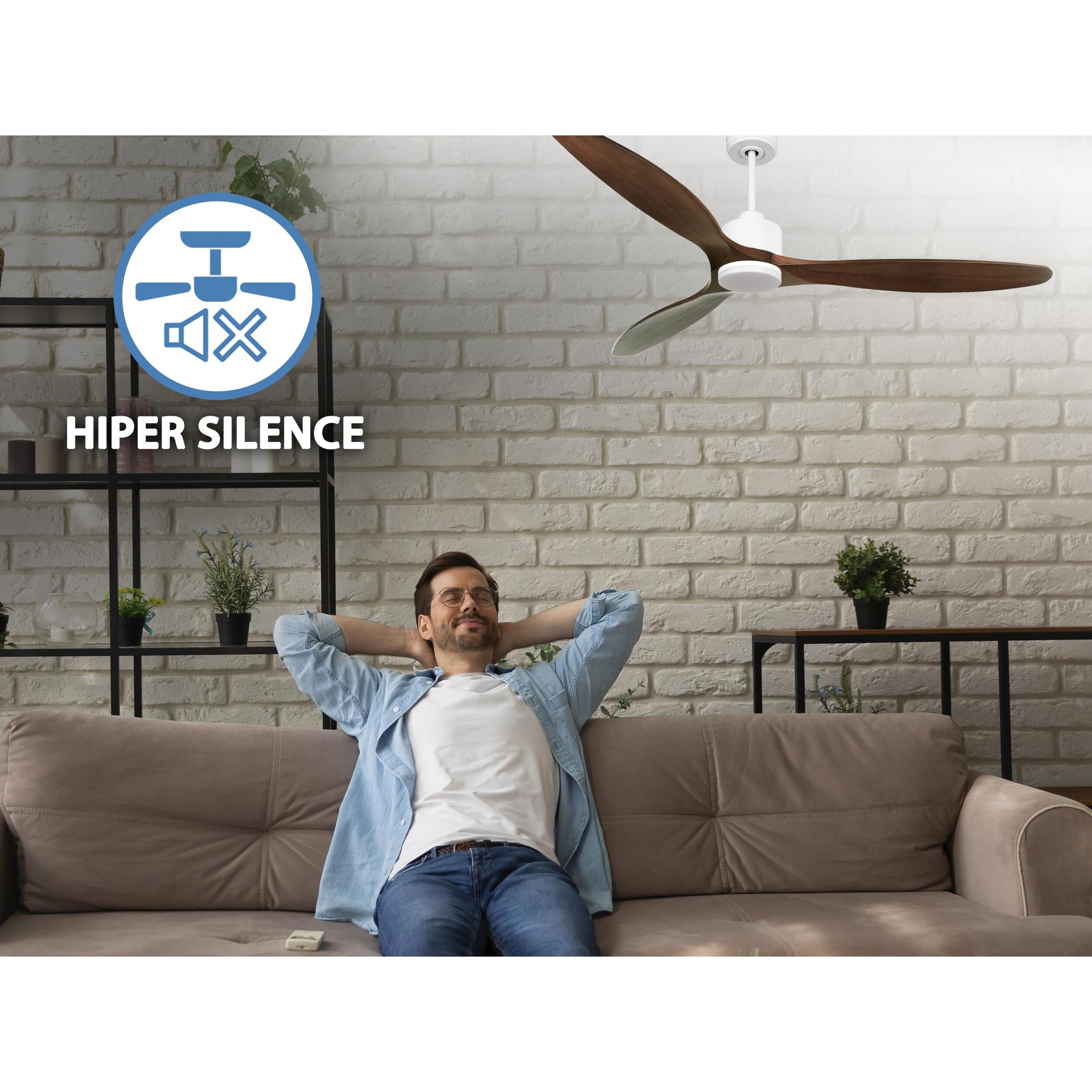 Ventilateur de plafond Réversible  Thermostat Dimmable Wifi Moteur à courant continu Toits en pente Télécommande Lumière à trois tons Hypersilence Mémoire