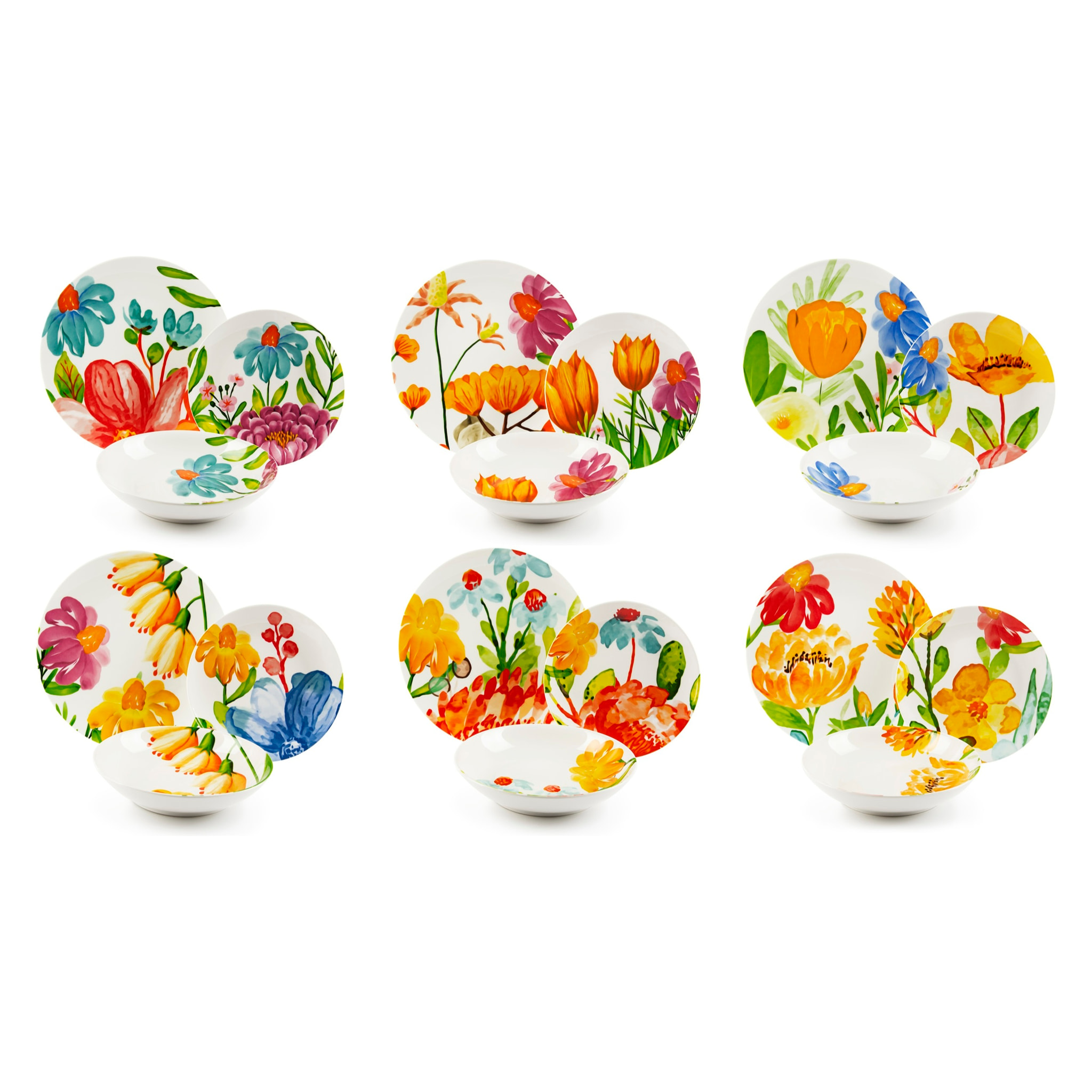 Servizio piatti 18 pezzi Excelsa – Blooming, Porcellana Multicolore