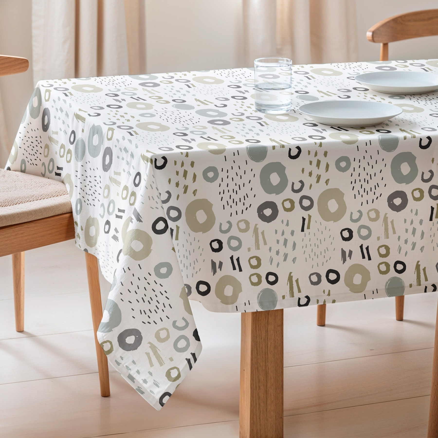 Nappe imprimée anti-tâches MILDRED TAUPE