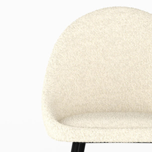 Lot de 2 chaises en tissu bouclé blanc cassé - Rona