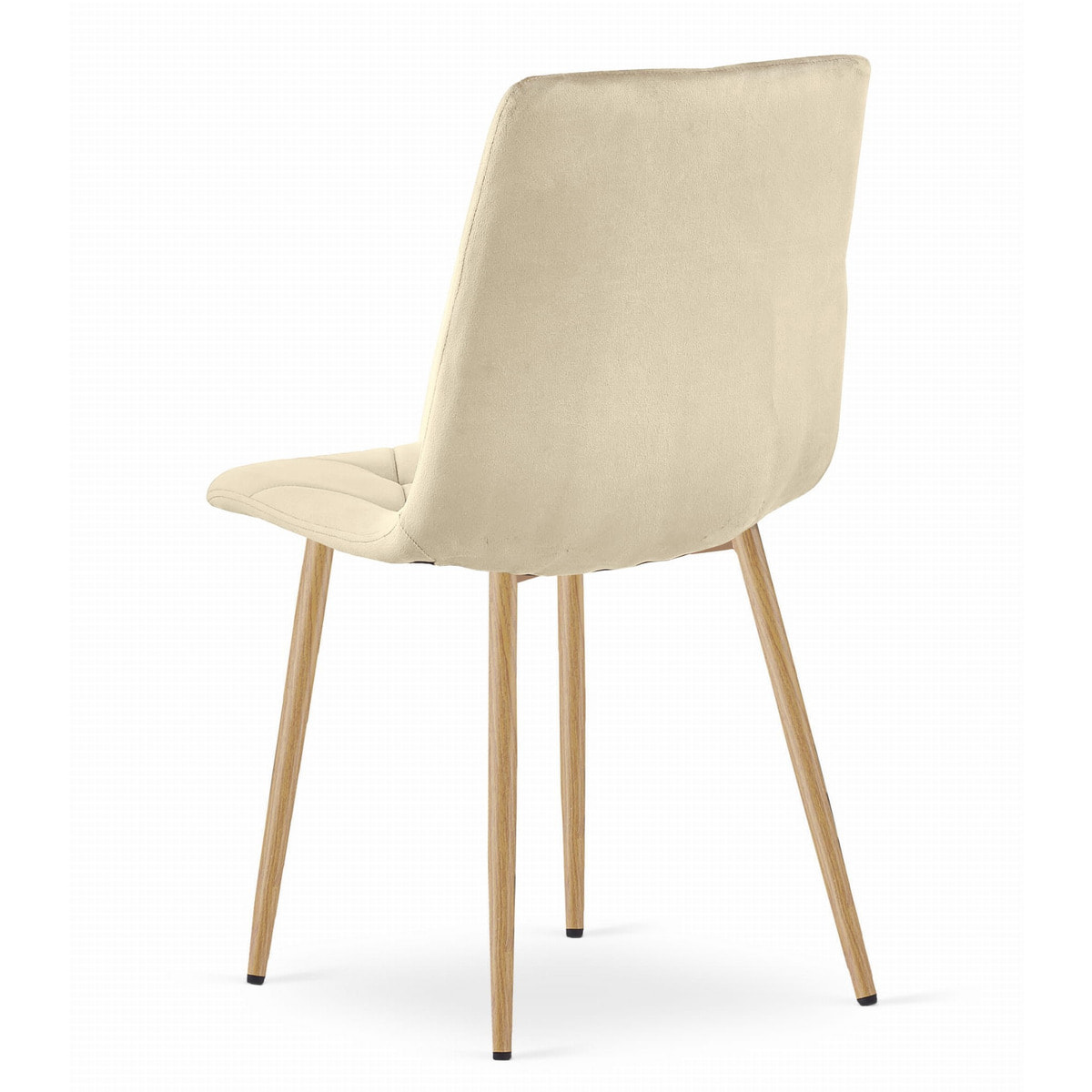 Sedia Libra in Velluto Beige Chiaro con Gambe Effetto Legno