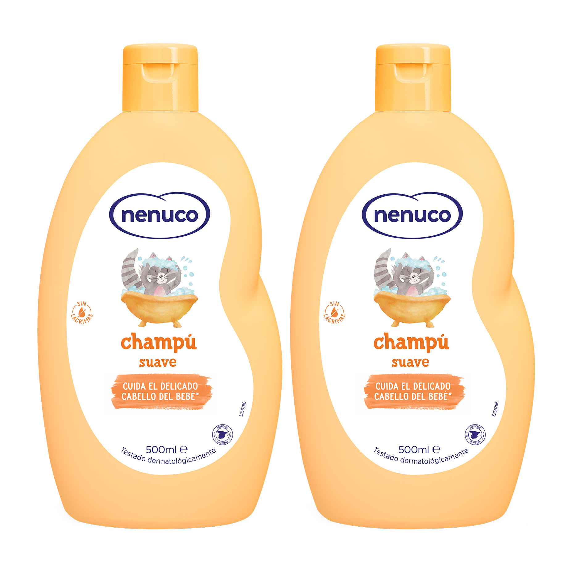 Nenuco Champú Suave para bebé, con Leche de Almendras Dulces, Sin Lágrimas, Pack 2x 500 ml