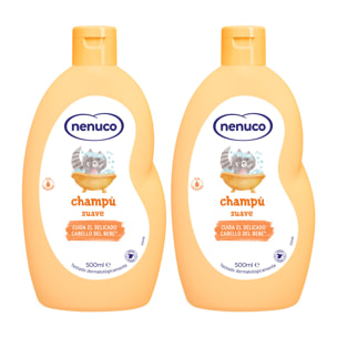 Nenuco Champú Suave para bebé, con Leche de Almendras Dulces, Sin Lágrimas, Pack 2x 500 ml