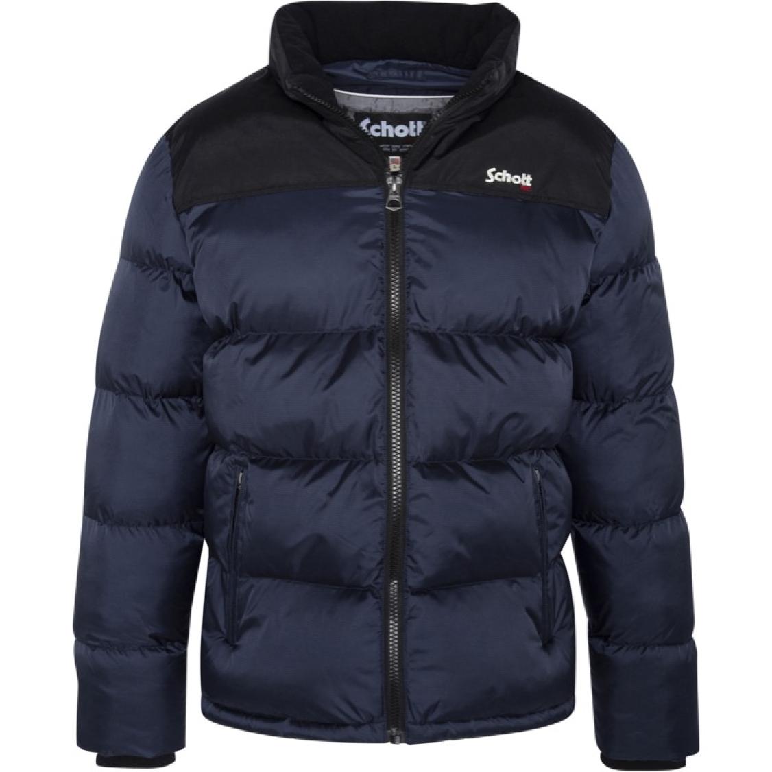 UTAH PADDED JACKET WITH YOKES & SCHOTT NYC CHEST EMBROIDERY BODY = 100% NYLON / YOKES = 60% COTTON 40% NYLON Blu