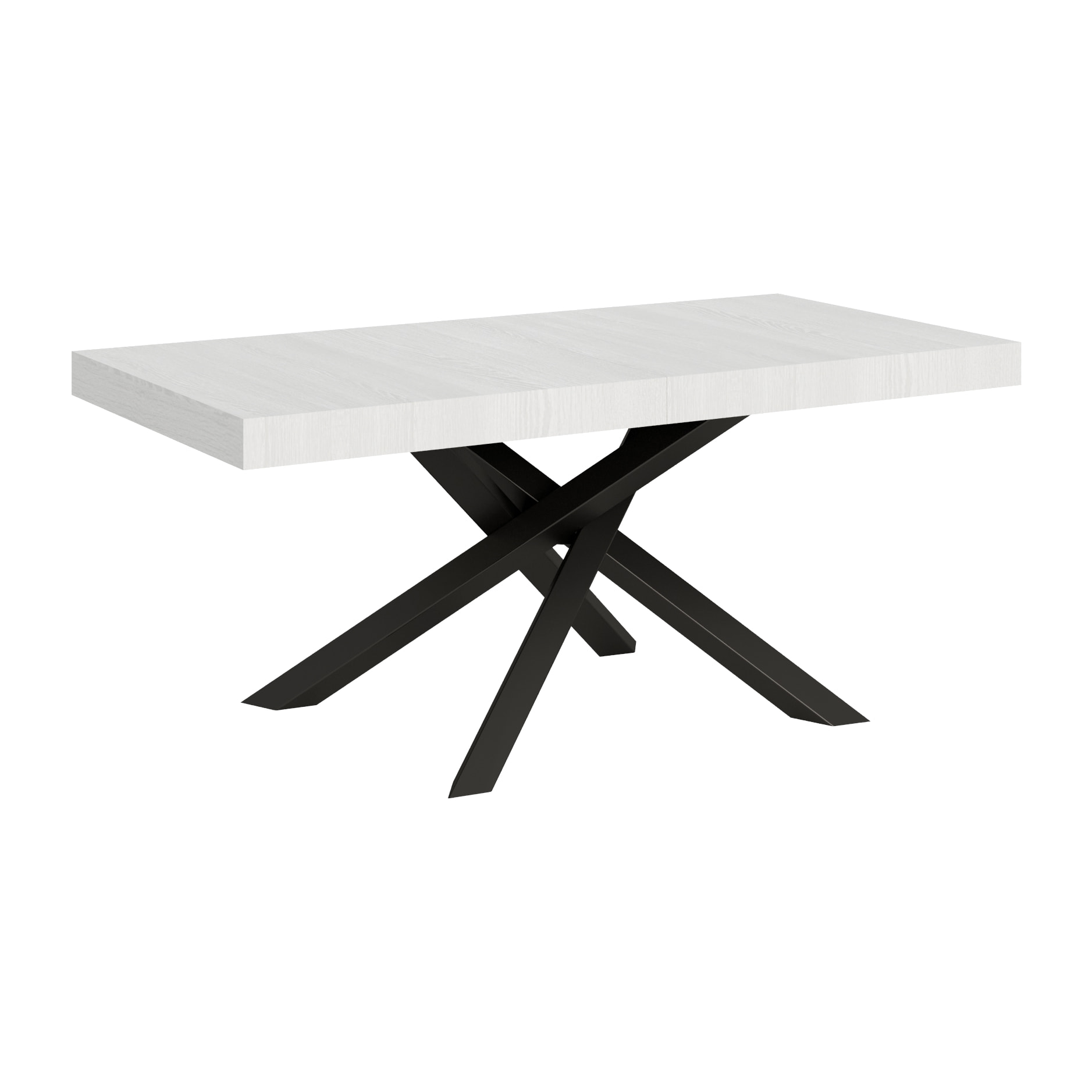 Table extensible 90x180/440 cm Volantis Frêne Blanc cadre Anthracite