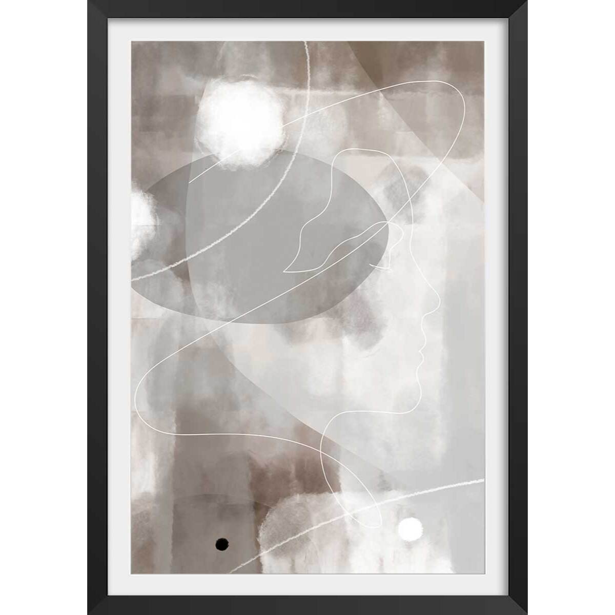 Affiche abstrait et soft line n°2 Affiche + cadre en bois - Noir
