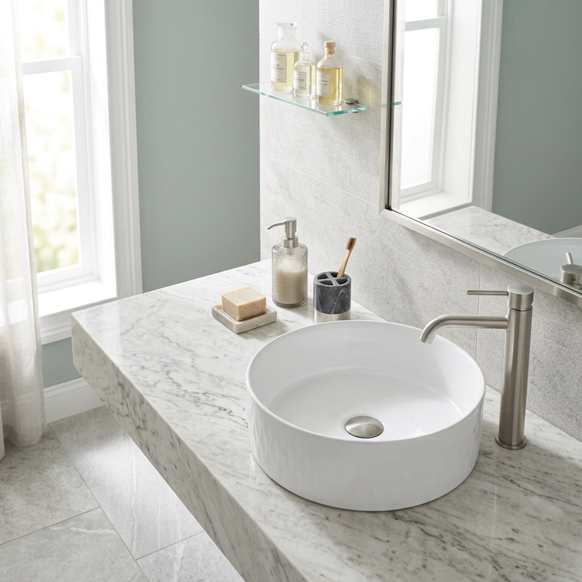 Vasque à poser ronde diamètre 36 cm - blanc brillant - finition striée - sans trop-plein - Infinitio SAT