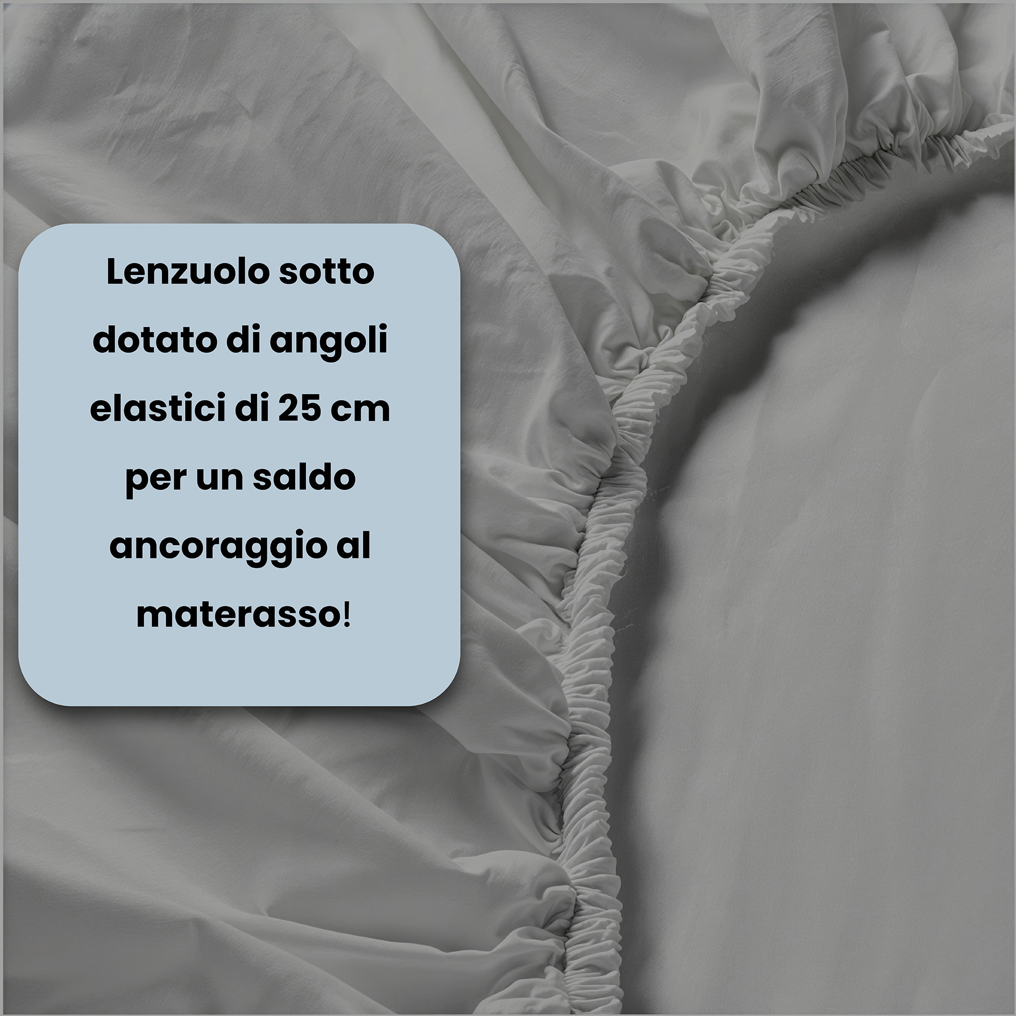LENZUOLO SOTTO WATERWASHED, con angoli, 100% Microfibra, No Stiro - GRIGIO CHIARO