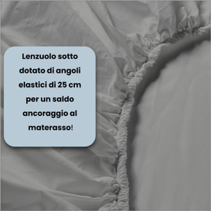 LENZUOLO SOTTO WATERWASHED, con angoli, 100% Microfibra, No Stiro - GRIGIO CHIARO