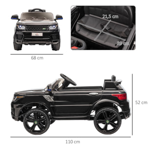 Voiture électrique enfant SUV 4X4 - 12V, 2 moteurs, 5Km/h max. - télécommande - nombreux effets - noir