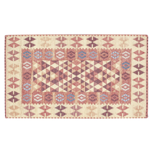 TAPPETO ARREDO DIS.KILIM COL.ROSA ANTICO 140X200 CM CON ANTISCIVOLO MADE IN ITALY
