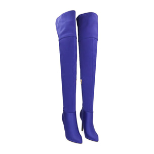 Stivali overknee viola in lycra, tacco 10,5 cm