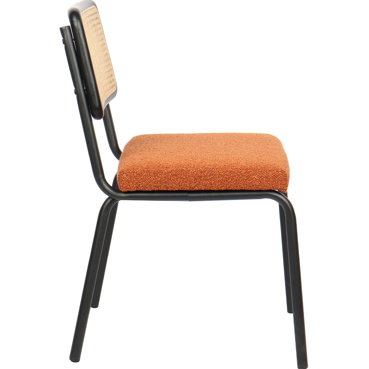 Lot de 2 chaises noires, cannage et tissu bouclé - PAULA