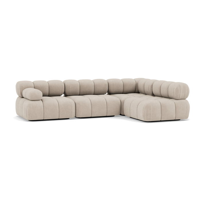 Ruby - canapé modulable d'angle droit 5 places en velours texturé - Beige