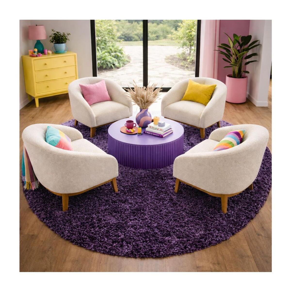 Tapis poils longs shaggy tissé motif uni ZASIVE