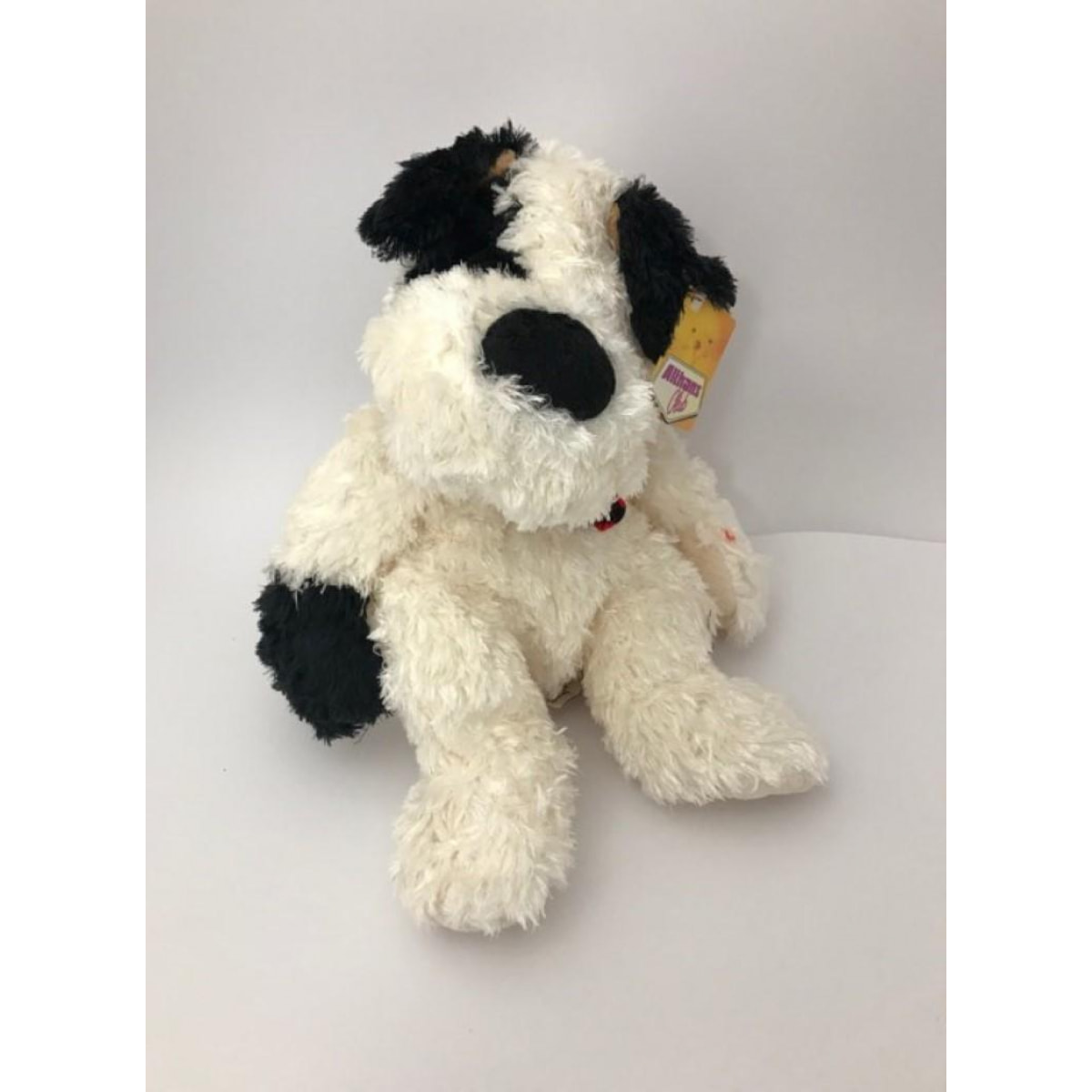 ALTHANS CLUB - Peluche Cane bianco e nero morbido 30cm