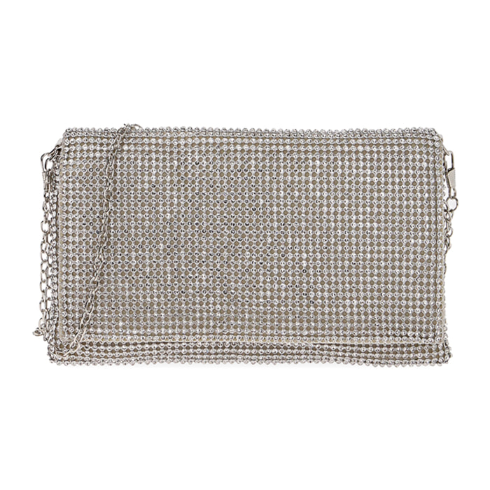 Mini bag argento con strass
