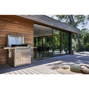 Chariot Plancha FORGE ADOUR CH PIF 60 en inox fermé compatible plancha Premium 60