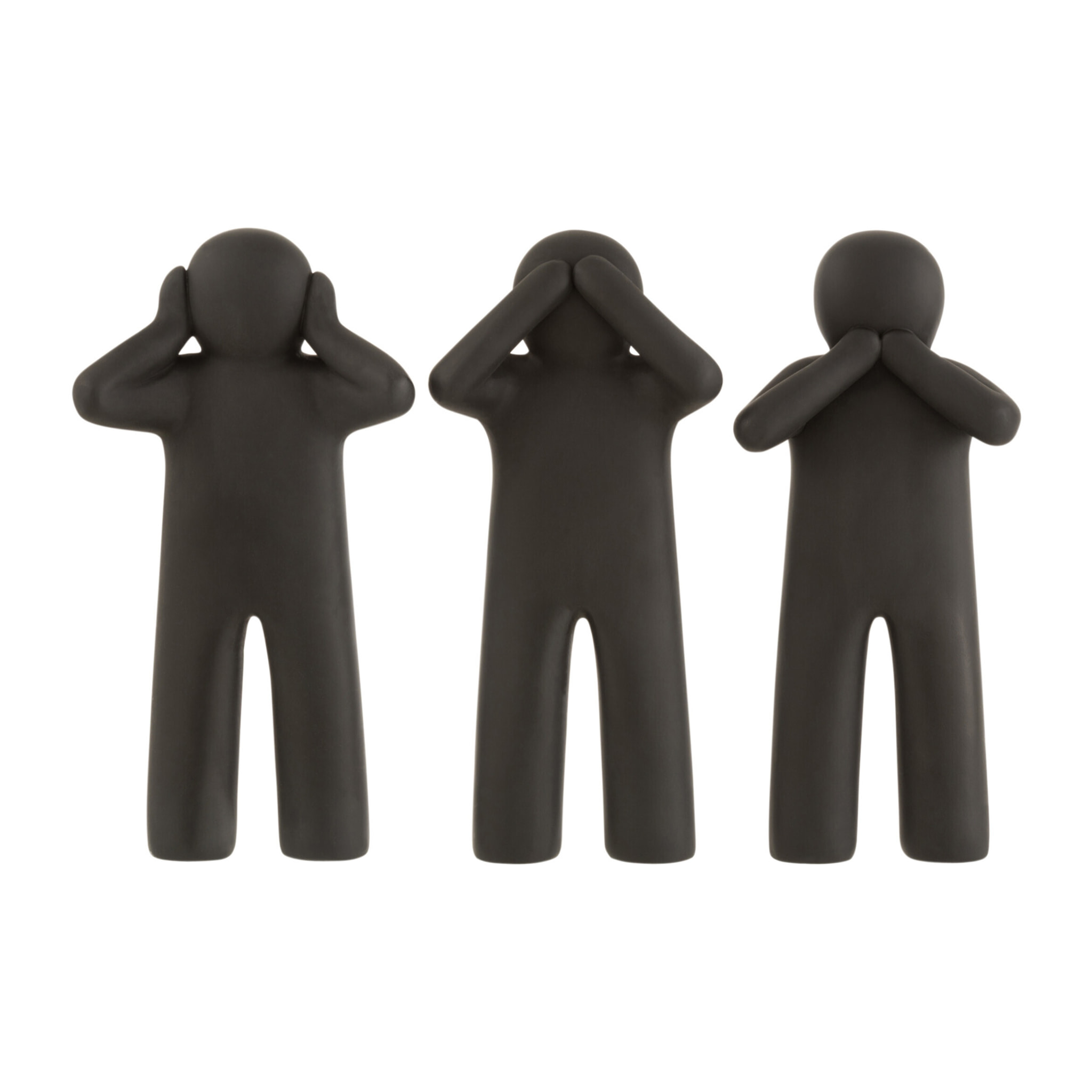 J-Line décoration p'tit maurice - poly - noir - 3 pcs