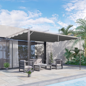 Cubierta para Pá©rgola 3,5x2,5 m Techo de Repuesto Retrá¡ctil para Sombrilla Toldo de Tela para Cenador Jardín con 10 Orificios de Drenaje Gris Oscuro