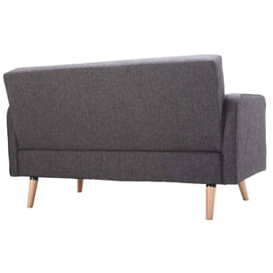 Canapé scandinave 2 places en tissu gris foncé et bois clair ULLA