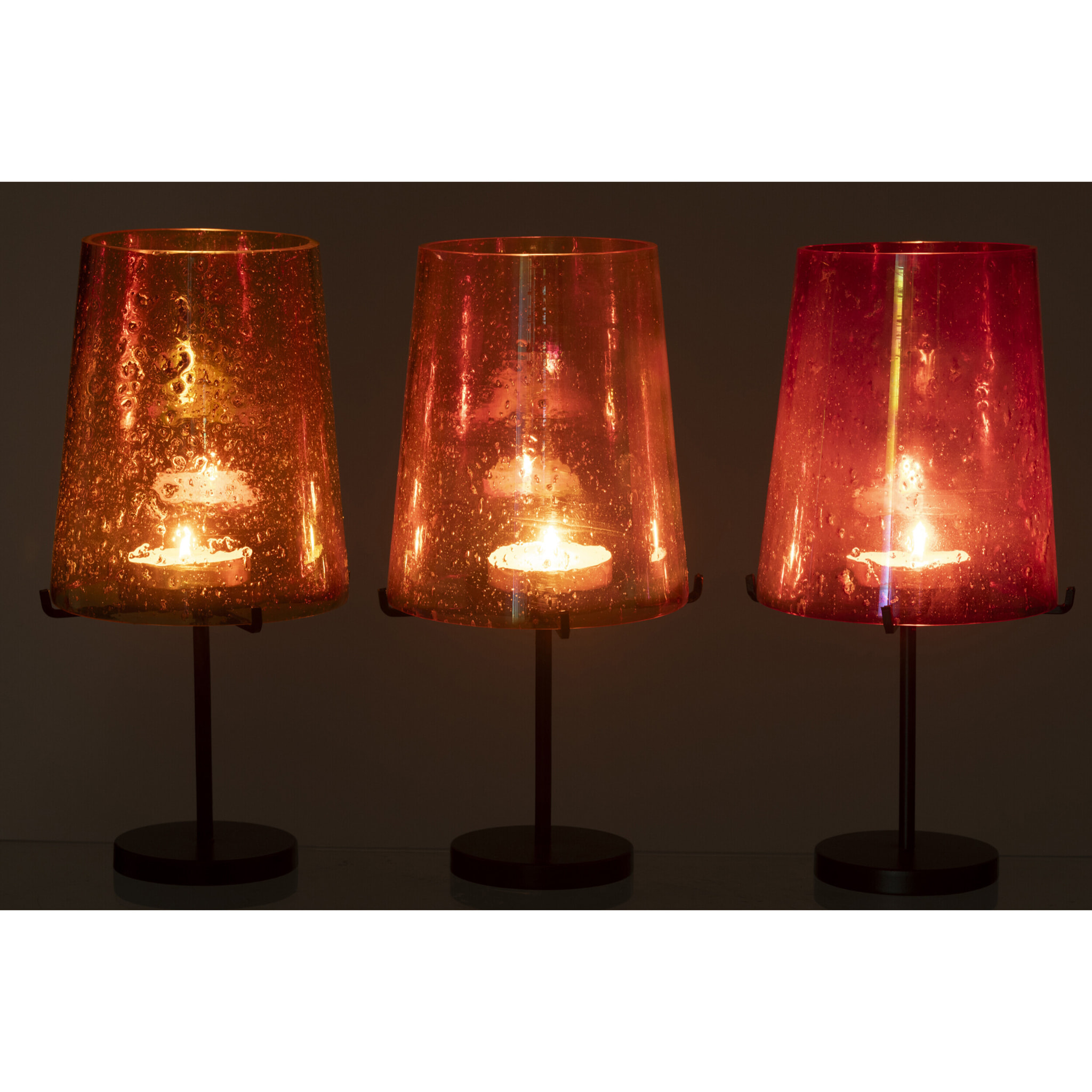 J-Line Photophore - verre - orange/rouge - 3 pièces