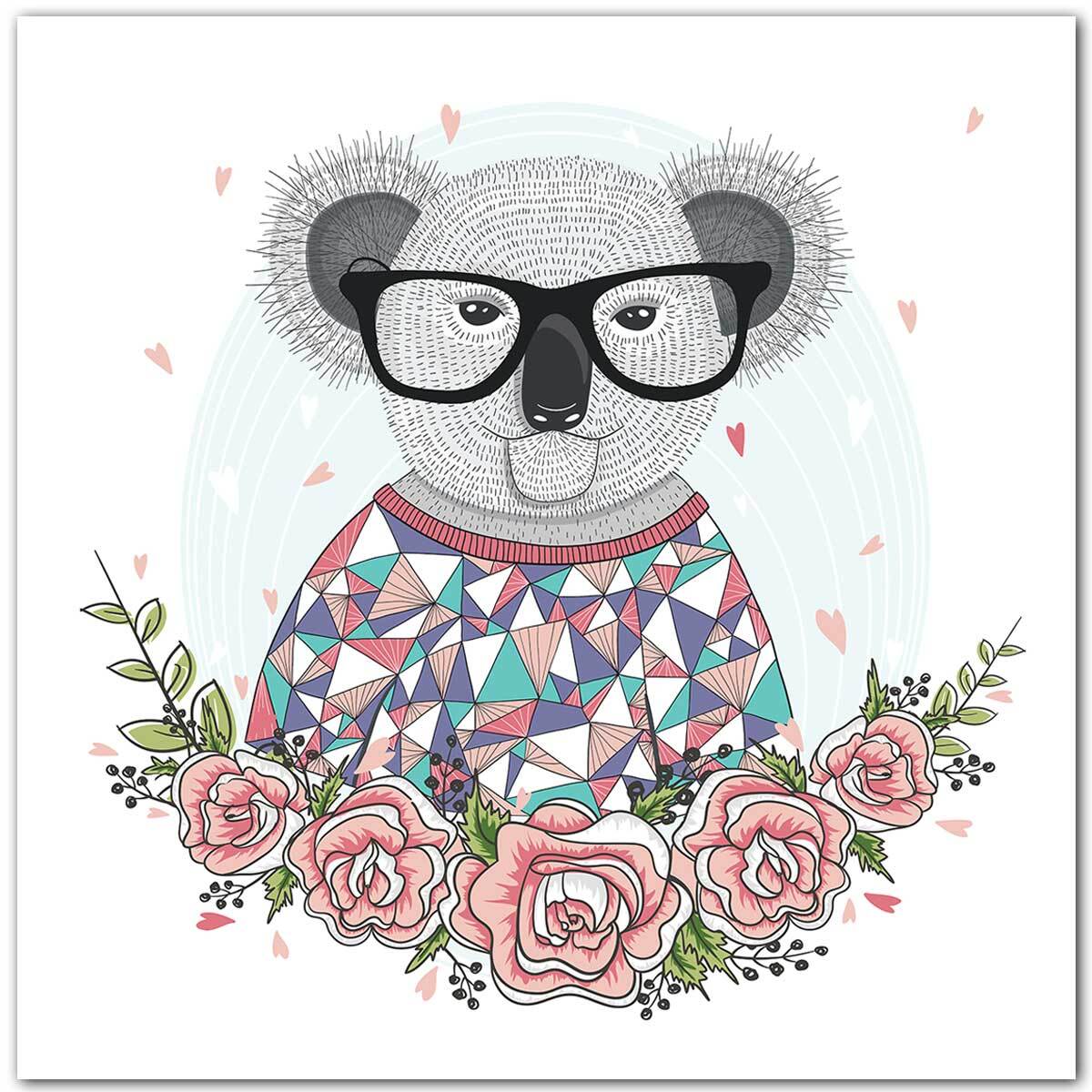 Affiche enfant hipster koala Affiche seule