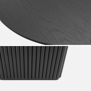 Table basse ovale bois d'hévéa placage chêne noir - L 122 x P 65 x H 35 cm - Gabrielle