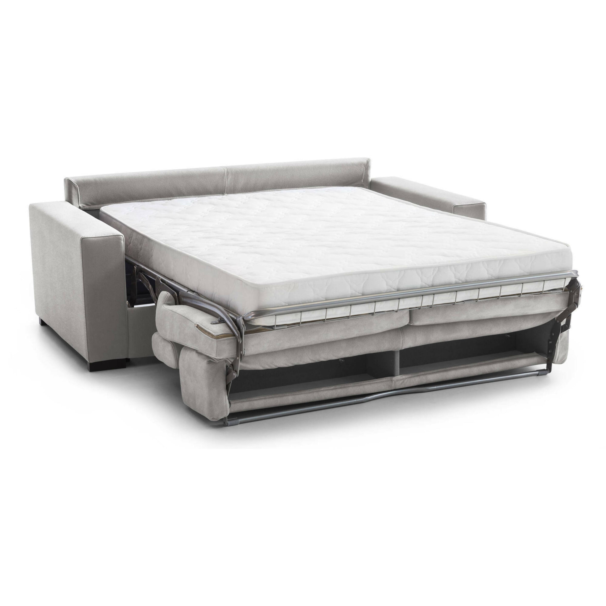 Divano Letto Aiko, Divano a 3 posti, 100% Made in Italy, Sofà Soggiorno con apertura girevole, con poggiatesta regolabili e Braccioli standard, Cm 220x95h85, Grigio