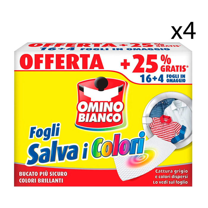 4x Omino Bianco Fogli Salva i Colori - 4 Confezioni da 20 Pezzi