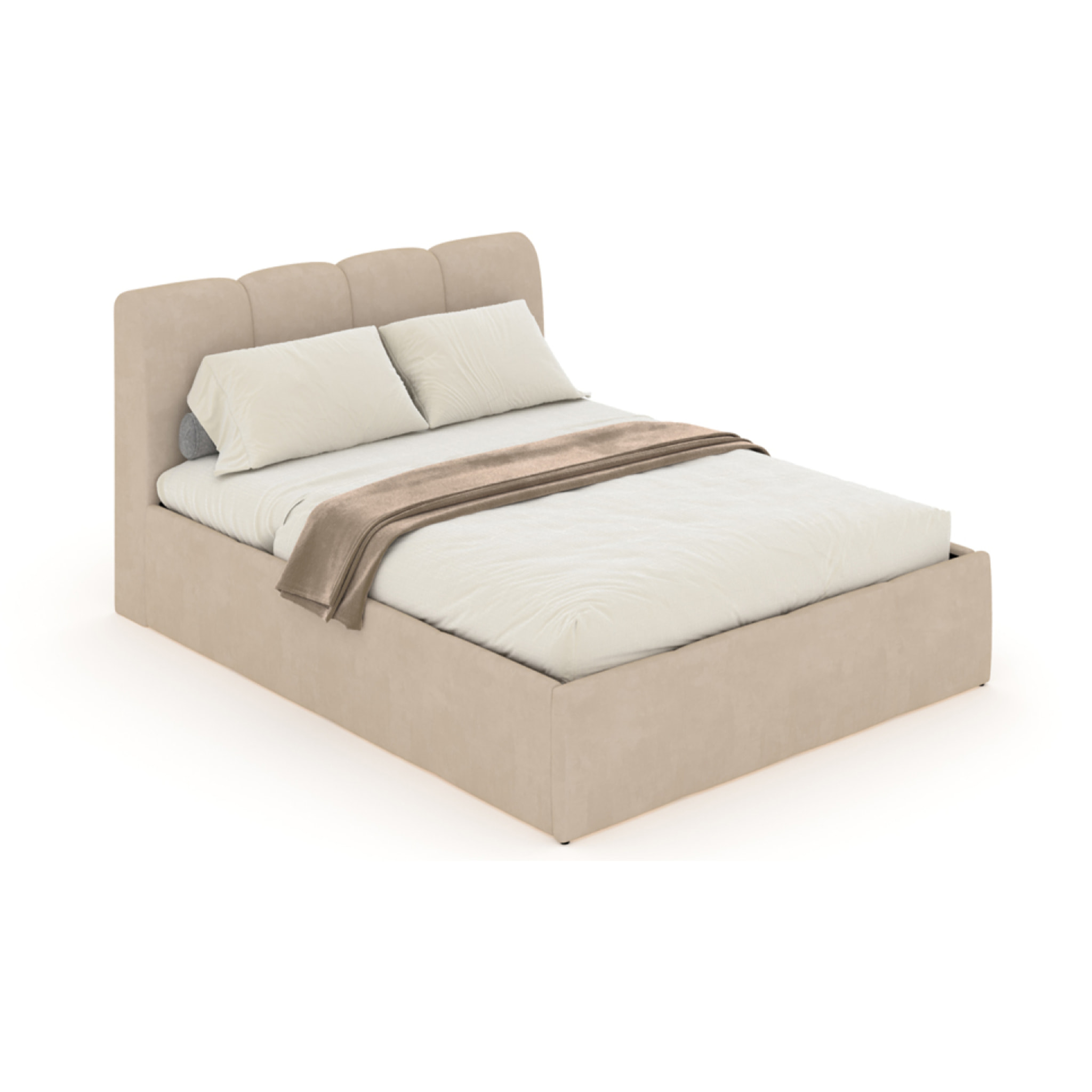 MOORE Lit nuage coffre 140x190cm velours beige